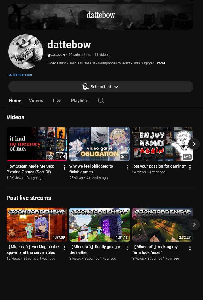 dattebow YouTube channel